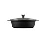 PREMIUM - MARMITE OVALE 3 PIECES 33 x 25 CM FONTE D'ALUMINIUM AVEC COUVERCLE VERRE BOITE COULEUR