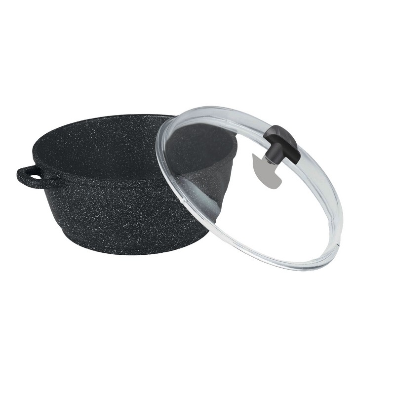ESTIA FAITOUT 20 cm FAÇON PIERRE AVEC COUVERCLE VERRE ESTIA FAITOUT 20 cm FAÇON PIERRE AVEC COUVERCLE VERRE