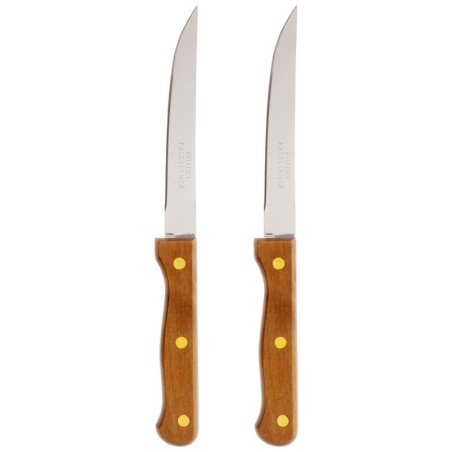 PRADEL - LOT 2 COUTEAUX STEAK 12 CM MANCHES BOIS 3 RIVETS VRAC