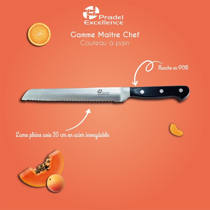MAITRE CHEF - COUTEAU A PAIN 20 CM SUR CARTE MAITRE CHEF - COUTEAU A PAIN 20 CM SUR CARTE