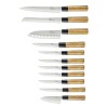 ESSENTIELS - MALLETTE COUTELLERIE 11 PIECES MANCHES BAMBOU BOITE COULEUR