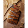 SET 6 COUTEAUX DE TABLE MANCHES BOIS COFFRET COULEUR