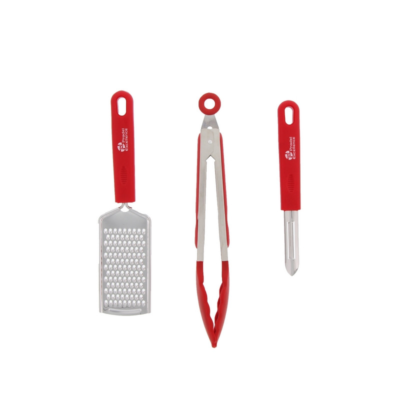 SET DE 10 USTENSILES MANCHES ROUGE