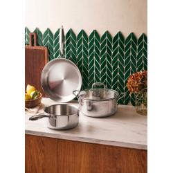 Batterie de cuisine inox 3 pièces – Poêle 28, casserole 22 et sauteuse 28 cm