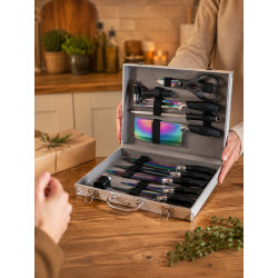 Mallette de 12 couteaux de cuisine – Lames avec revêtement titane