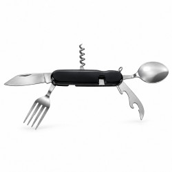 Set de couverts de camping multifonction en inox – Format pliant compact