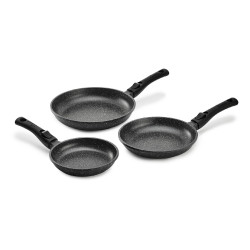 Lot de 3 poêles antiadhésives 20, 24 et 28 cm en fonte d’aluminium – 3 manches amovibles