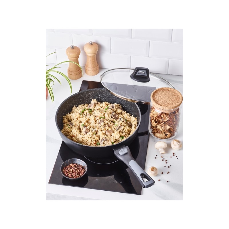PIERRA SAUTEUSE 28 cm INTERIEUR FAÇON PIERRE EXTERIEUR NOIR