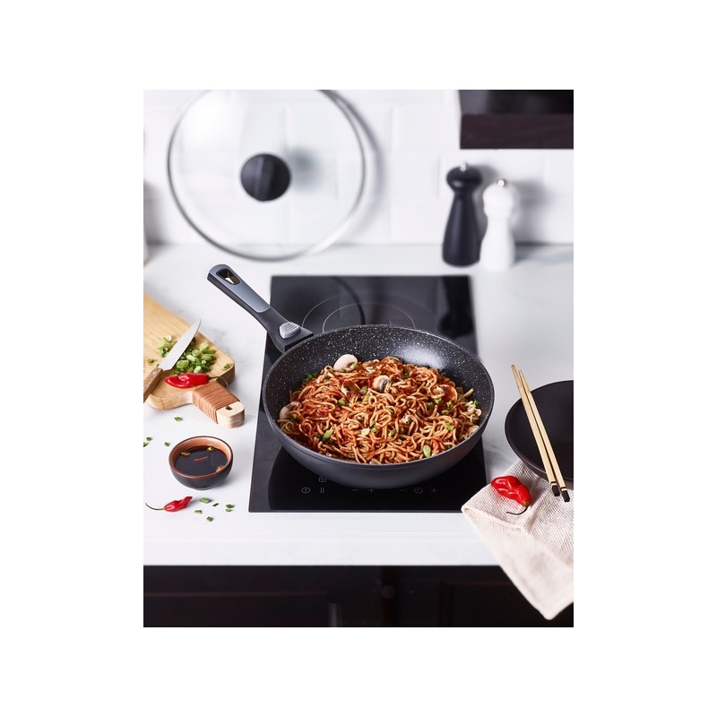 PIERRA WOK 28 cm INTERIEUR FAÇON PIERRE EXTERIEUR NOIR