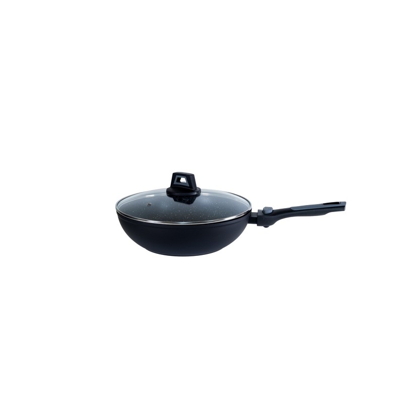 PIERRA WOK 28 cm INTERIEUR FAÇON PIERRE EXTERIEUR NOIR
