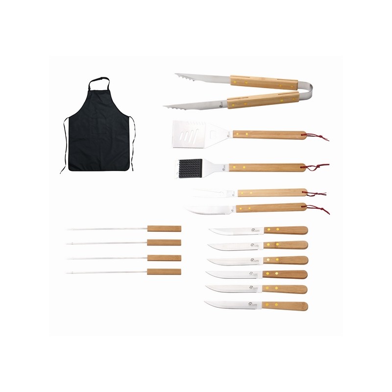 MALLETTE BARBECUE 16 PIECES MANCHES BAMBOU MALLETTE BARBECUE 16 PIECES MANCHES BAMBOU