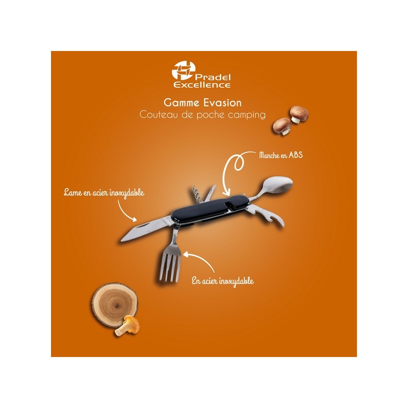 EVASION - COUTEAU DE POCHE CAMPING NOIR SUR CARTE