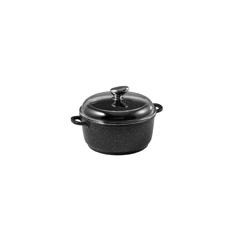 PREMIUM - FAITOUT 24 CM FONTE D'ALUMINIUM AVEC COUVERCLE VERRE BOITE COULEUR