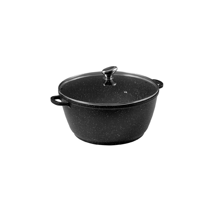 PREMIUM - FAITOUT 36 CM FONTE D'ALUMINIUM AVEC COUVERCLE VERRE BOITE COULEUR