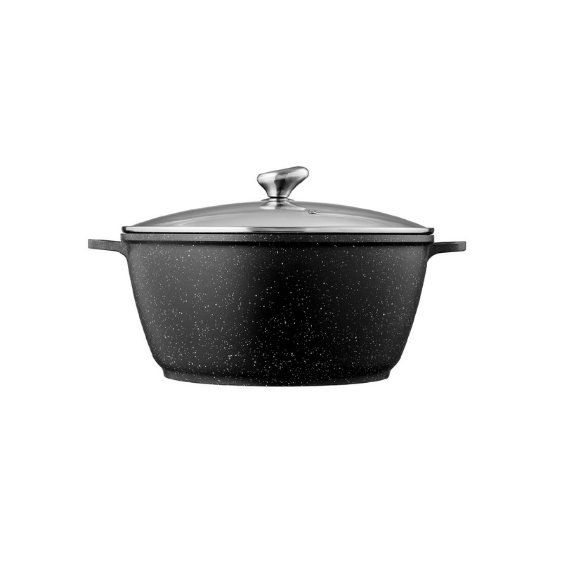 PREMIUM - FAITOUT 36 CM FONTE D'ALUMINIUM AVEC COUVERCLE VERRE BOITE COULEUR