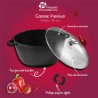 PREMIUM - FAITOUT 36 CM FONTE D'ALUMINIUM AVEC COUVERCLE VERRE BOITE COULEUR