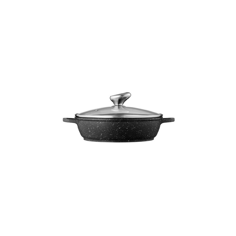PREMIUM - MIJOTEUSE 24 CM FONTE D'ALUMINIUM AVEC COUVERCLE VERRE BOITE COULEUR