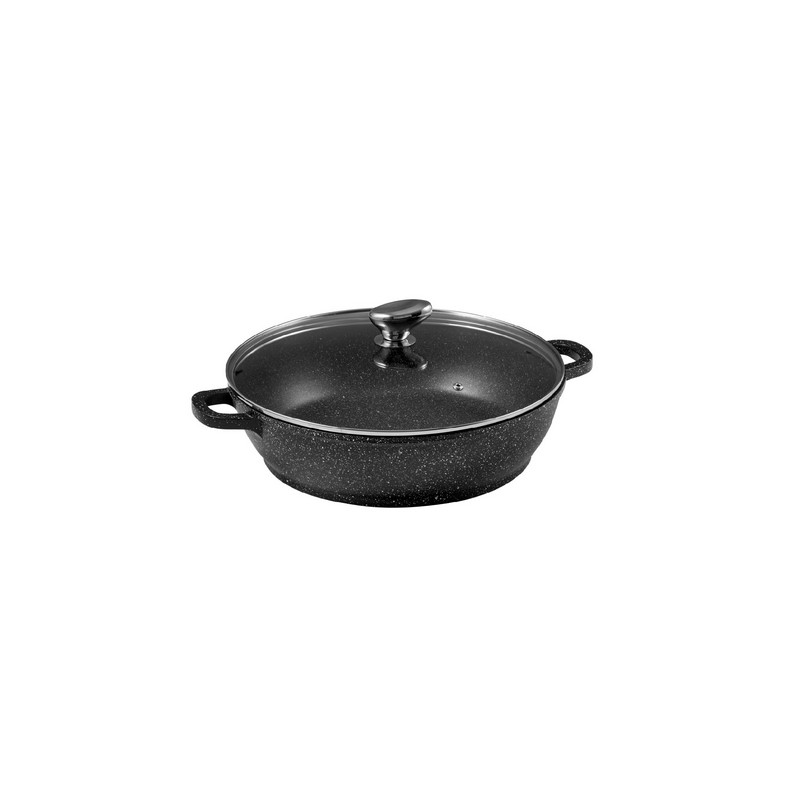 PREMIUM - MIJOTEUSE 32 CM FONTE D'ALUMINIUM AVEC COUVERCLE VERRE BOITE COULEUR