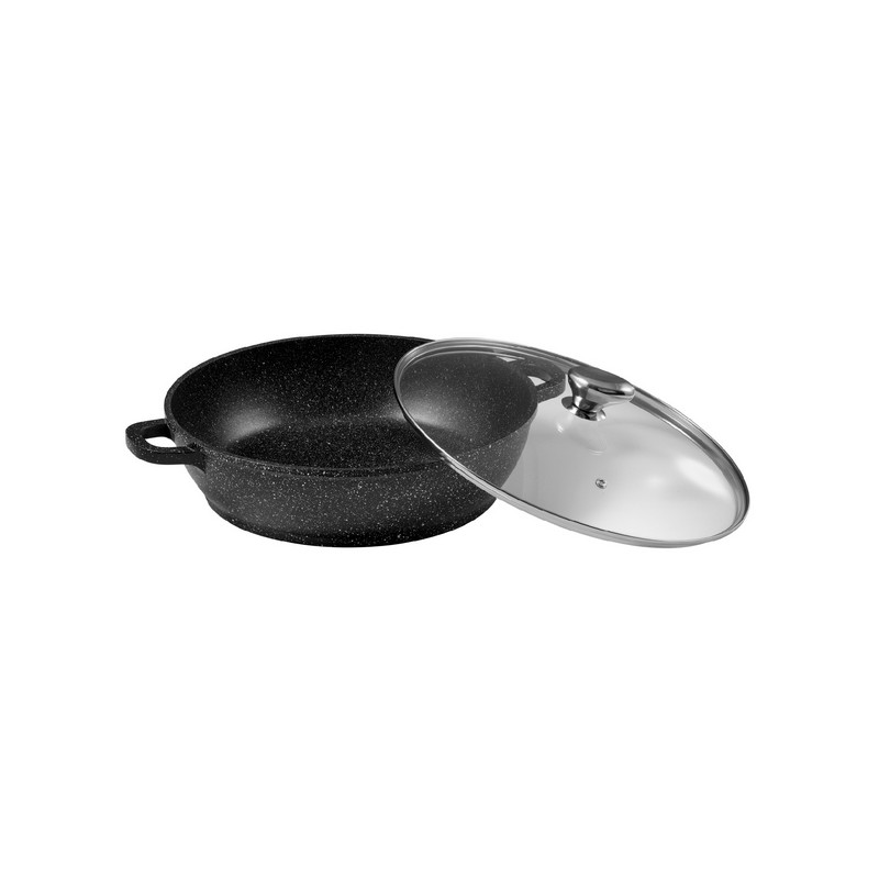 PREMIUM - MIJOTEUSE 32 CM FONTE D'ALUMINIUM AVEC COUVERCLE VERRE BOITE COULEUR