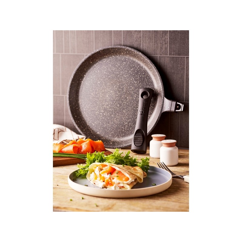 PREMIUM - POELE A CREPE 28 CM FONTE D'ALUMINIUM MANCHE AMOVIBLE BOITE COULEUR