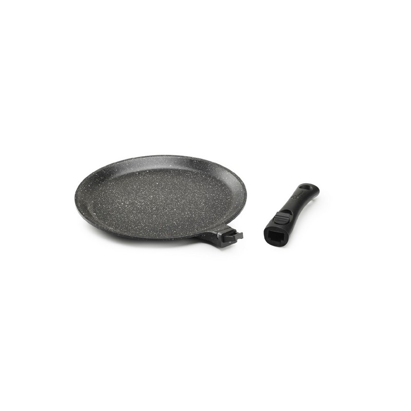 PREMIUM - POELE A CREPE 28 CM FONTE D'ALUMINIUM MANCHE AMOVIBLE BOITE COULEUR