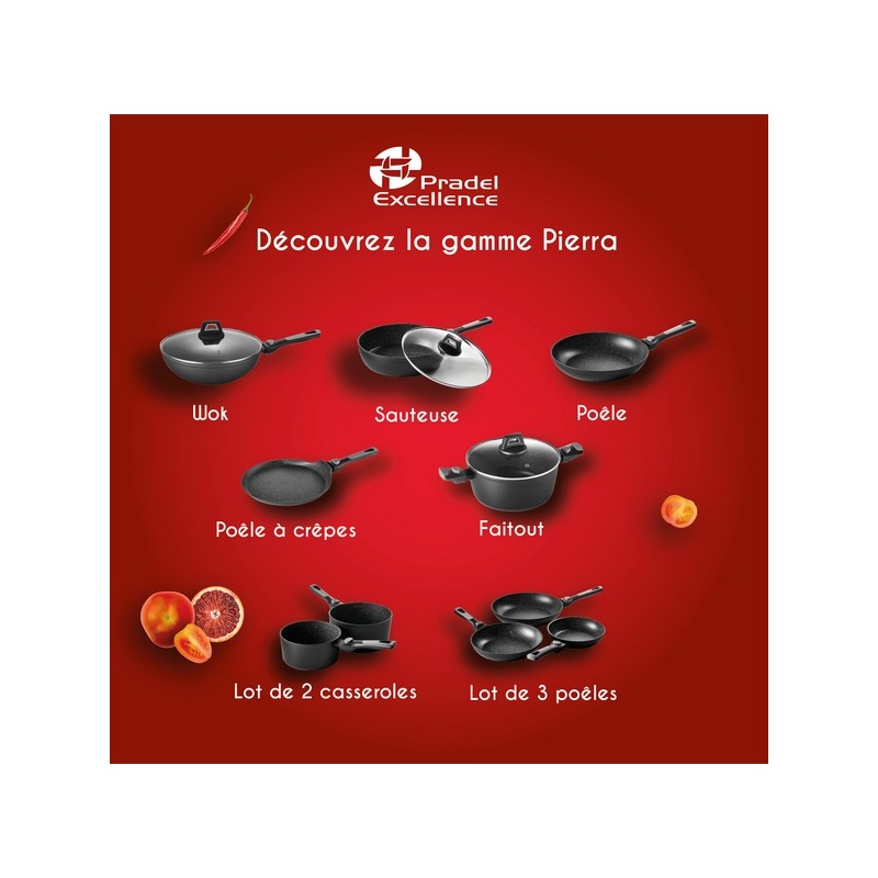 PIERRA - POELE CREPE 32 CM ALUMINIUM FORGE MANCHE AMOVIBLE BOITE COULEUR