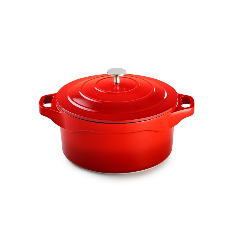 MAGMA - COCOTTE RONDE 24 CM FONTE D'ALUMINIUM AVEC COUVERCLE ALU BOITE COULEUR