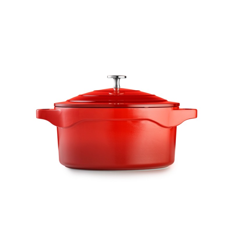 MAGMA - COCOTTE RONDE 24 CM FONTE D'ALUMINIUM AVEC COUVERCLE ALU BOITE COULEUR