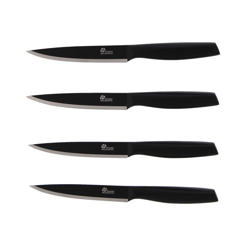 Lot De 6 Couteaux à Steak PRADEL EXCELLENCE - 11 Cm - Manche Noir Bois - Neuf - Code 3047