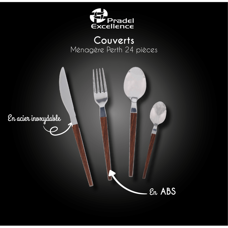 PERTH - MENAGERE 24 PIECES FACON BOIS BOITE COULEUR