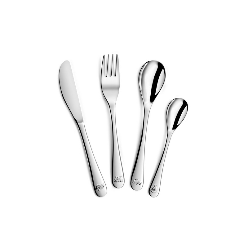 KIDDO COFFRET BOIS 4 COUVERTS ENFANT INOX