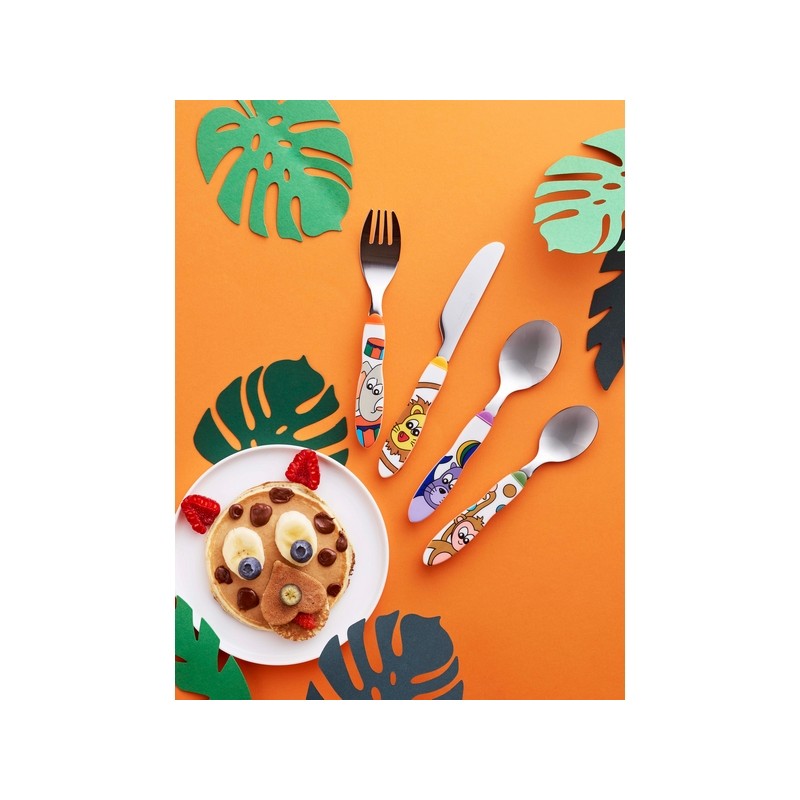 CIRCUS - SET 4 COUVERTS ENFANT ANIMAUX EN BOITE COULEUR CIRCUS - SET 4 COUVERTS ENFANT ANIMAUX EN BOITE COULEUR