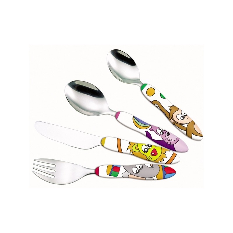 CIRCUS - SET 4 COUVERTS ENFANT ANIMAUX EN BOITE COULEUR CIRCUS - SET 4 COUVERTS ENFANT ANIMAUX EN BOITE COULEUR