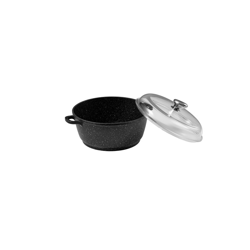 FAITOUT 28 cm AVEC COUVERCLE VERRE FAÇON PIERRE FAITOUT 28 cm AVEC COUVERCLE VERRE FAÇON PIERRE